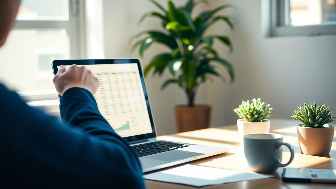 Person planning retirement savings on a laptop.