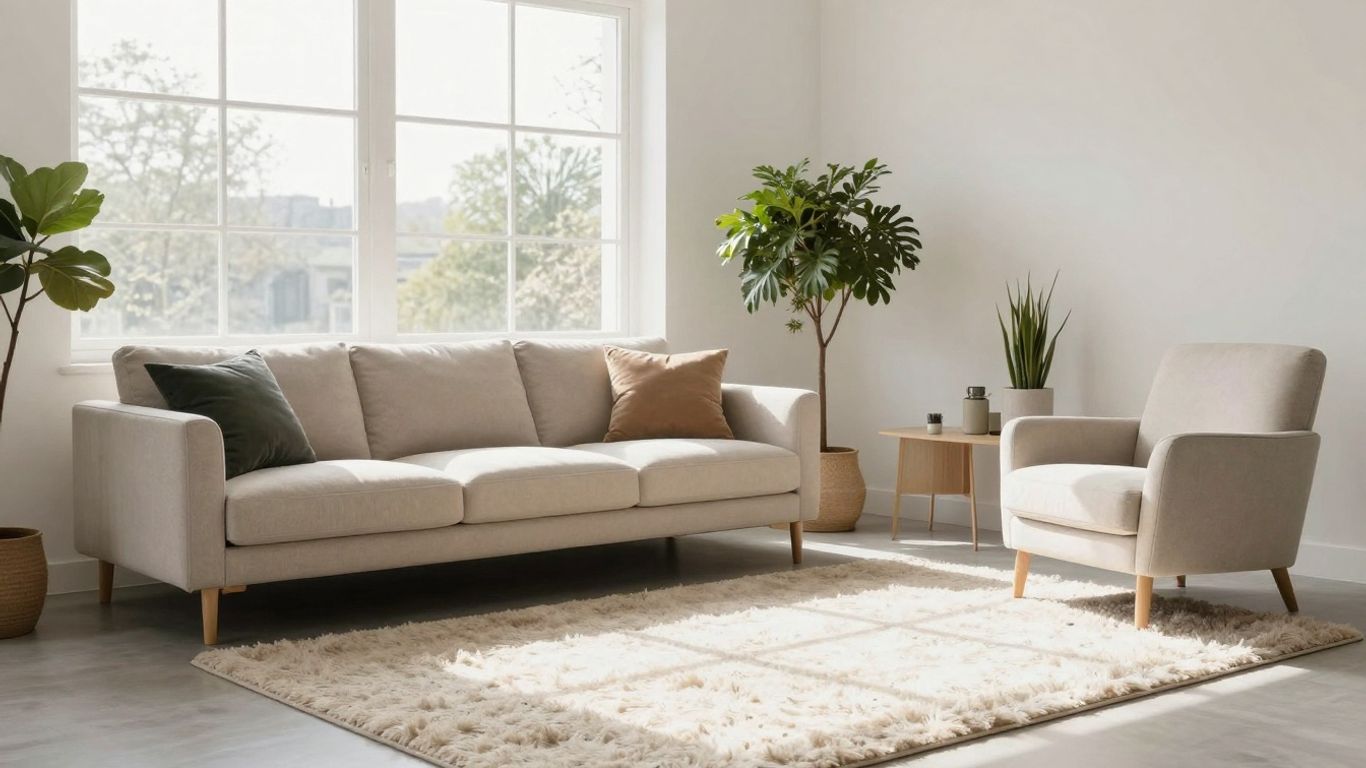 Modern living room with stylish furniture and natural light.