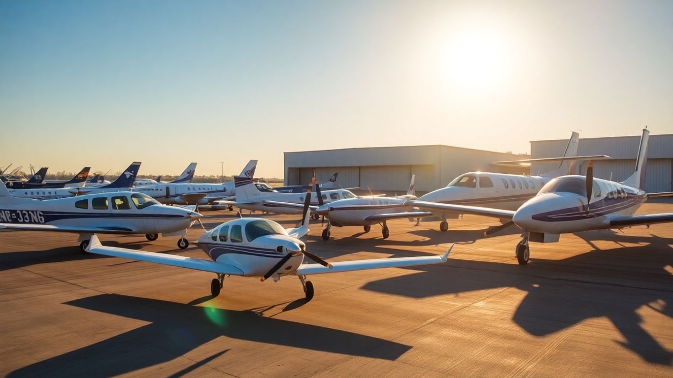 Used airplanes for sale on a sunny tarmac.