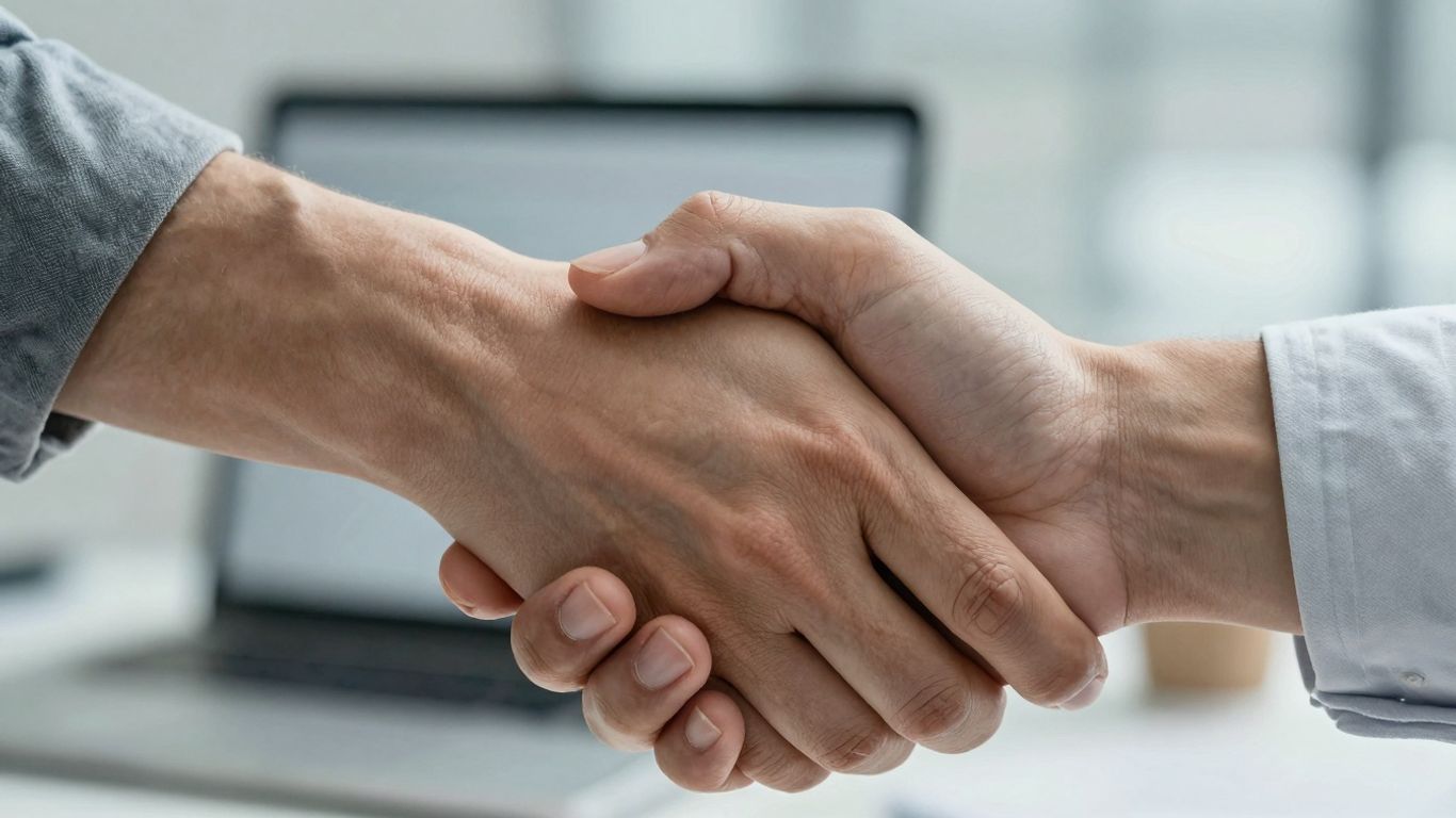 Handshake symbolizing strong client relationships and professional connection.