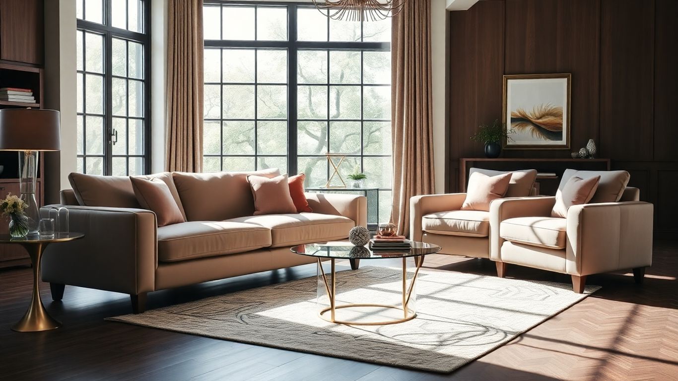 Comfortable sofa and armchair set in a stylish living room.