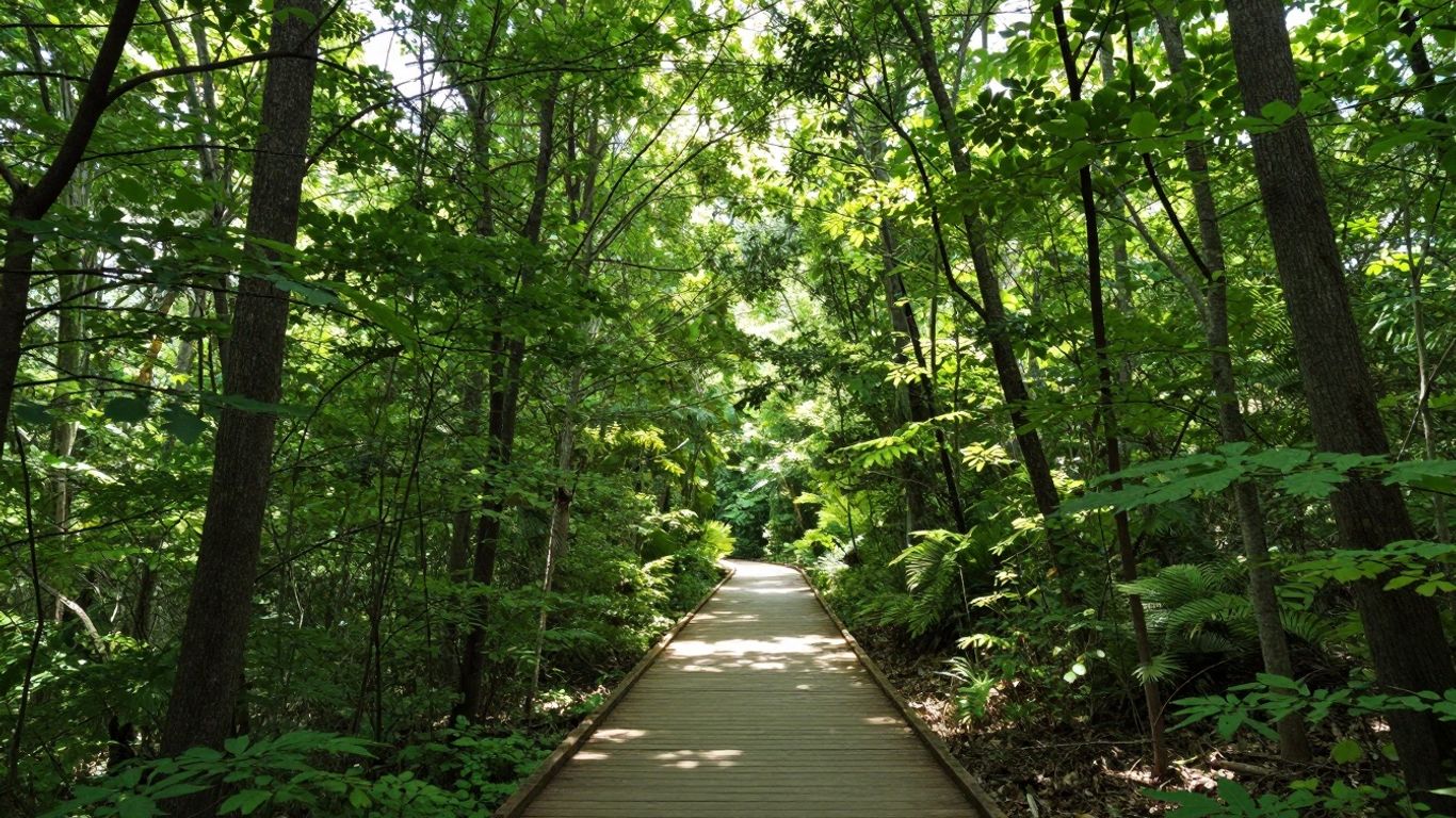 Baumwipfelpfad Eifel mit Holzsteg im Wald