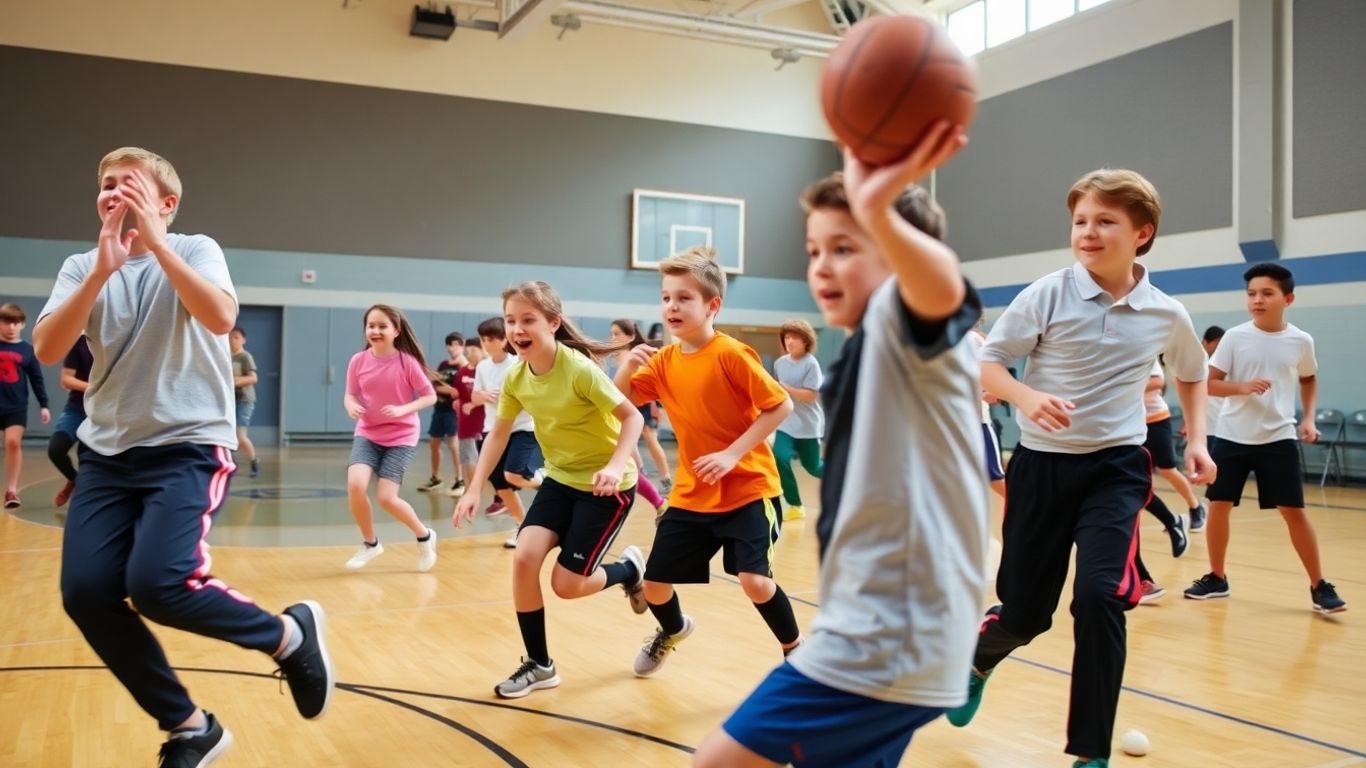 Schüler bei sportlichen Aktivitäten im Unterricht