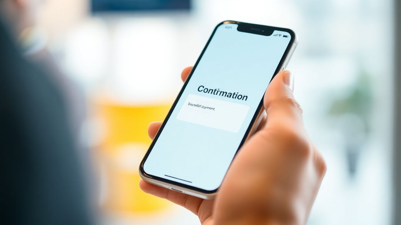 Smartphone displaying successful payment confirmation.