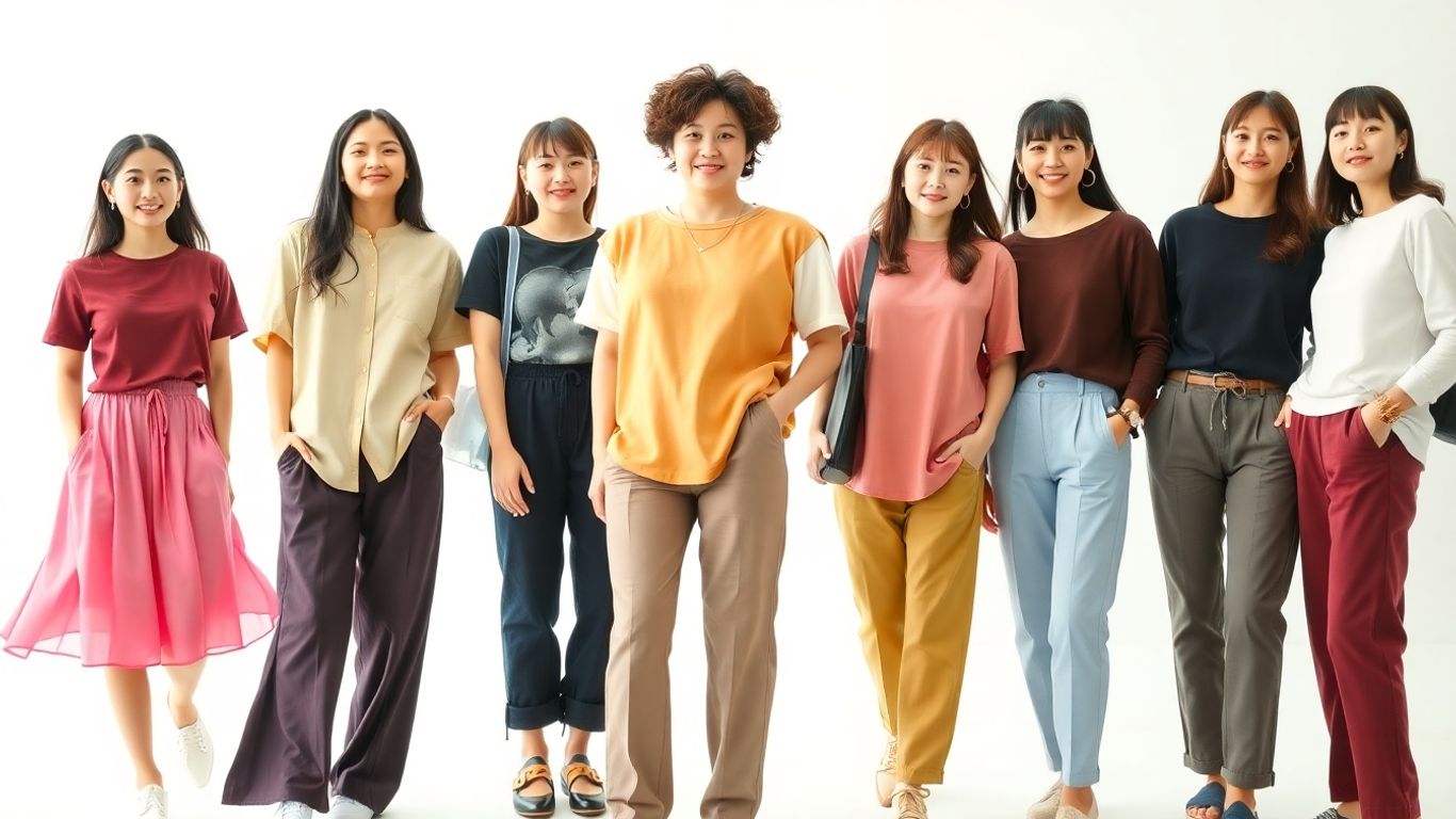 Stylish Japanese clothing on models