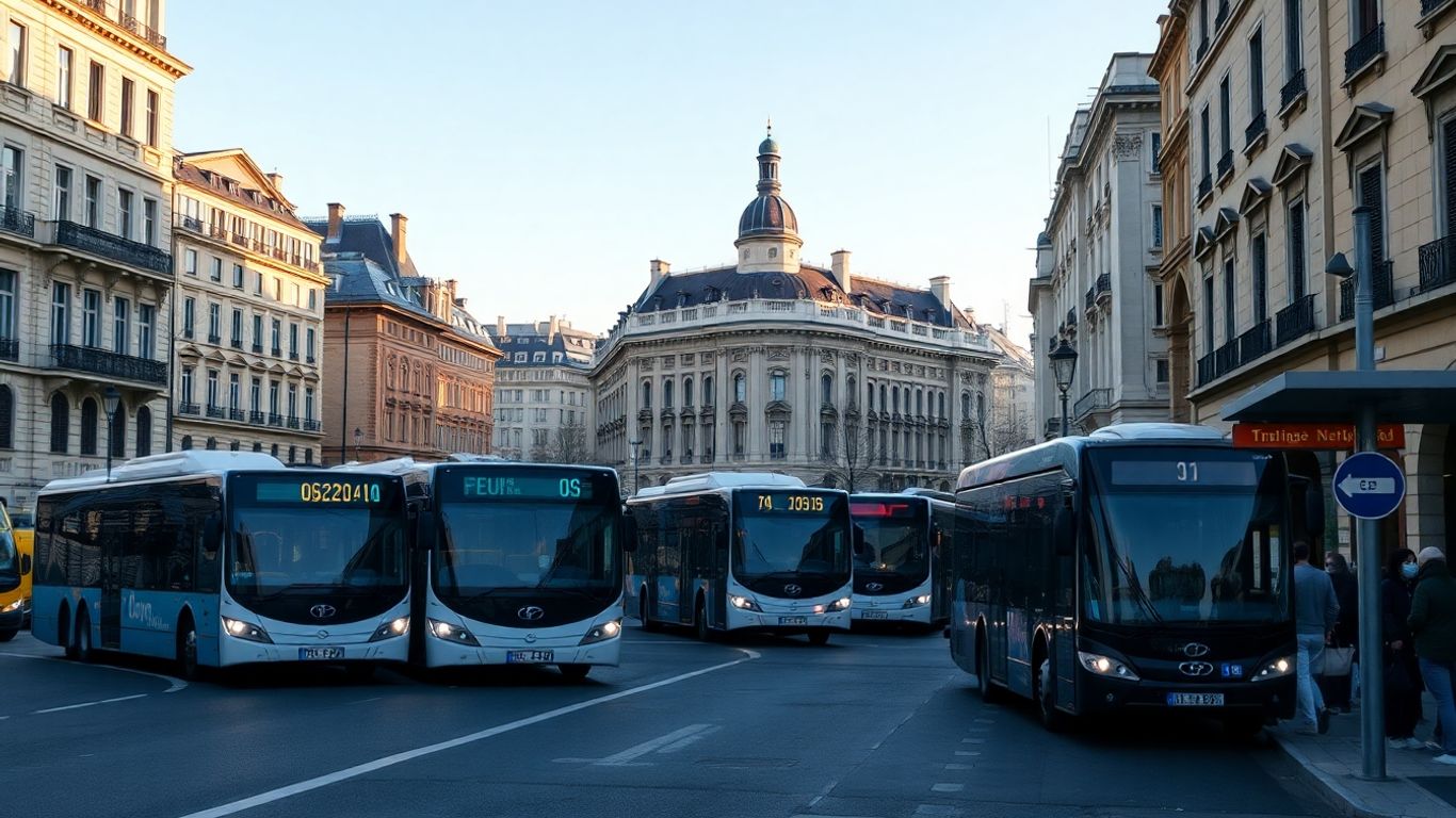 Bus TCL en circulation sur une rue animée de Lyon.