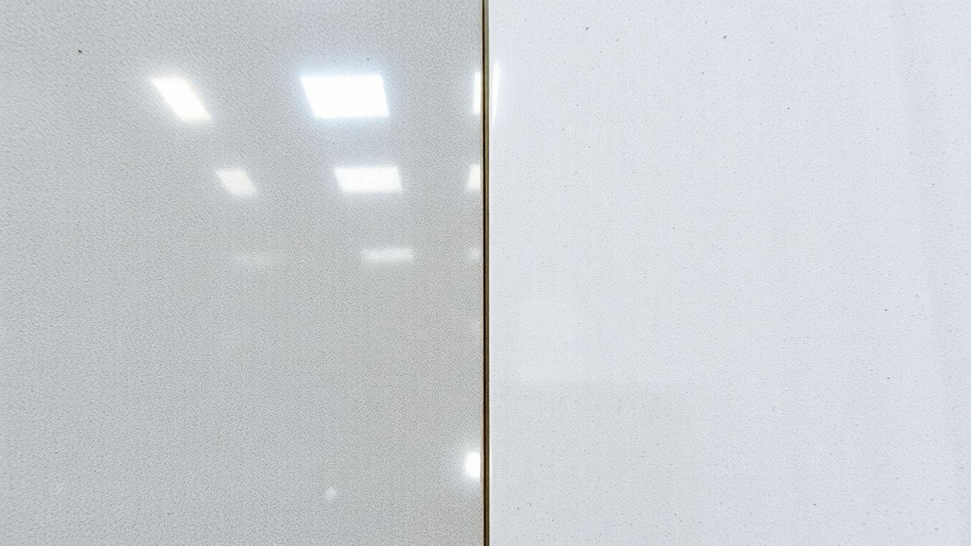 Polished vs honed natural stone tile comparison.