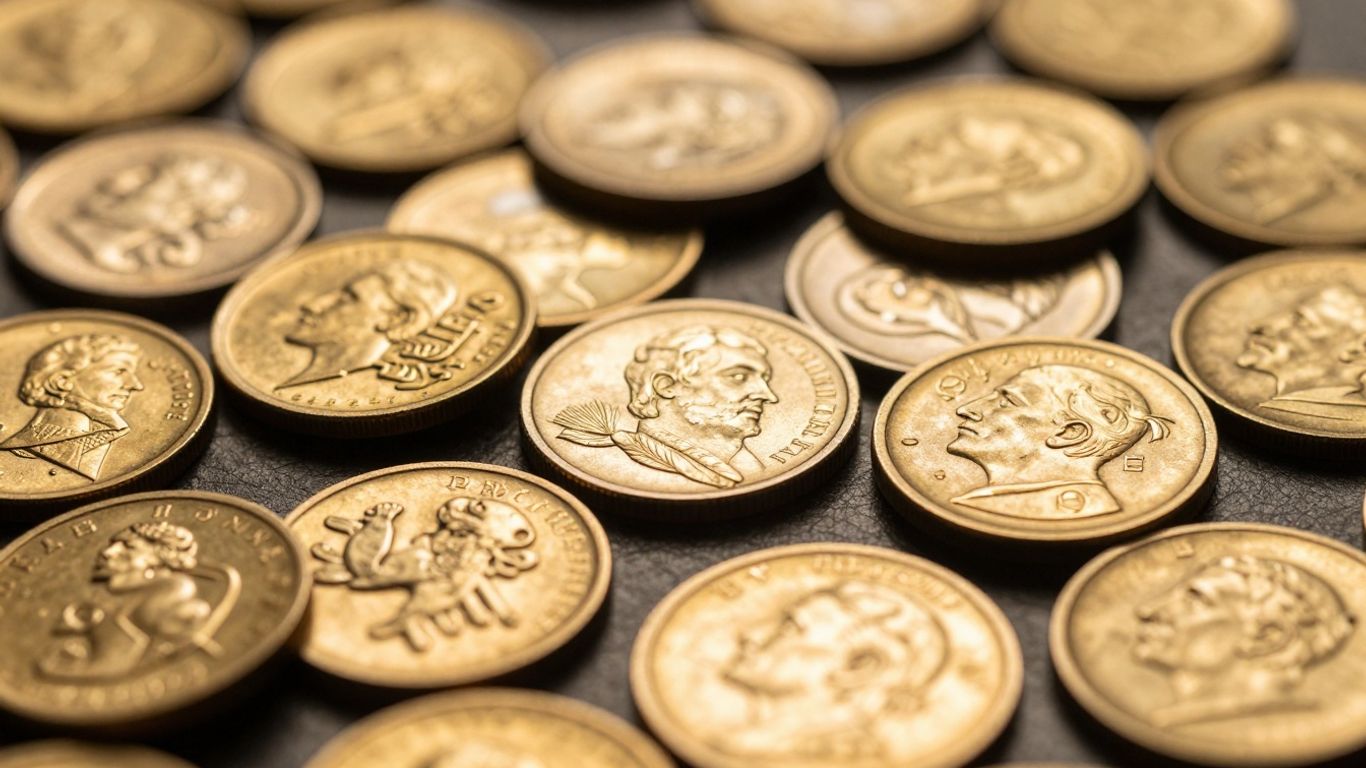 Gold coins and estate jewelry pieces.