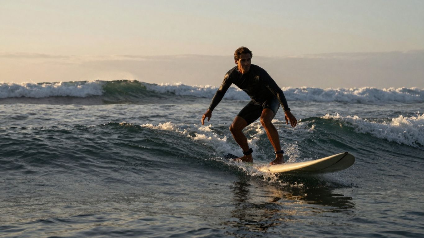 Surfer im Wasser mit Selbstvertrauen