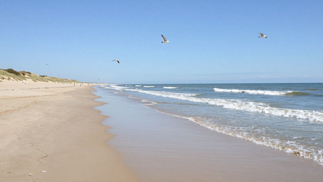 Strand van Hoek van Holland met golven en lucht