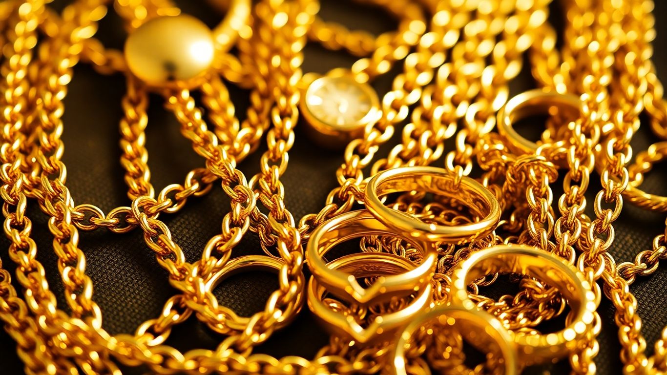 Shiny and luxurious gold jewelry
