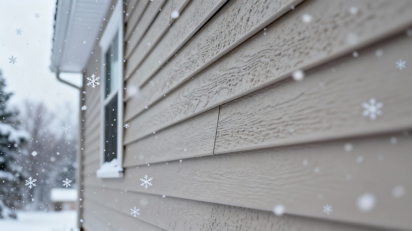 House siding in winter snow