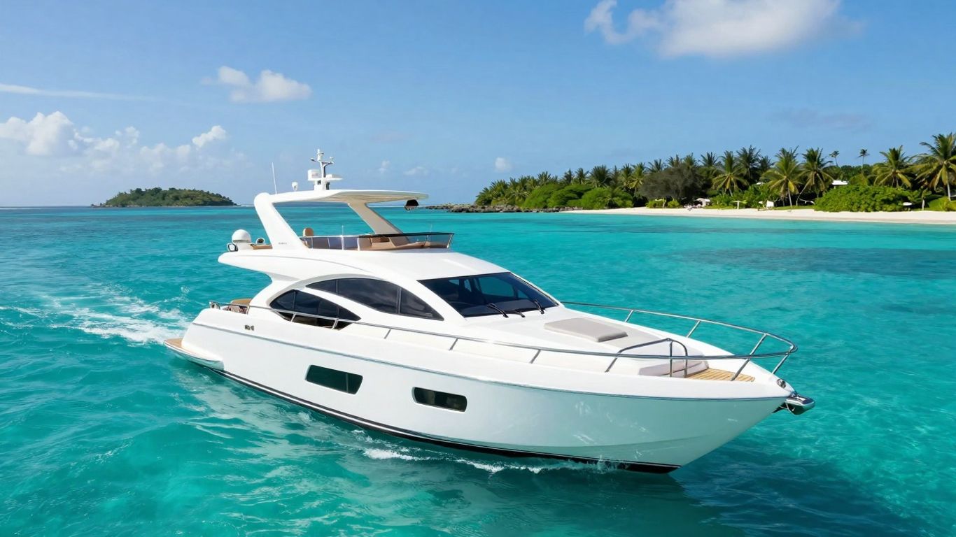 Luxury yacht sailing in clear turquoise waters near Phuket.