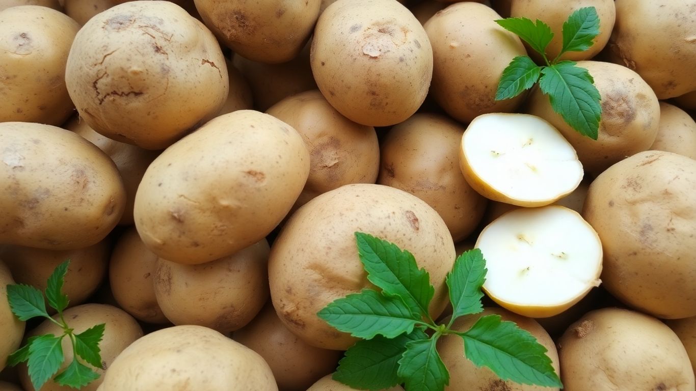 Biologische aardappelen met groene blaadjes