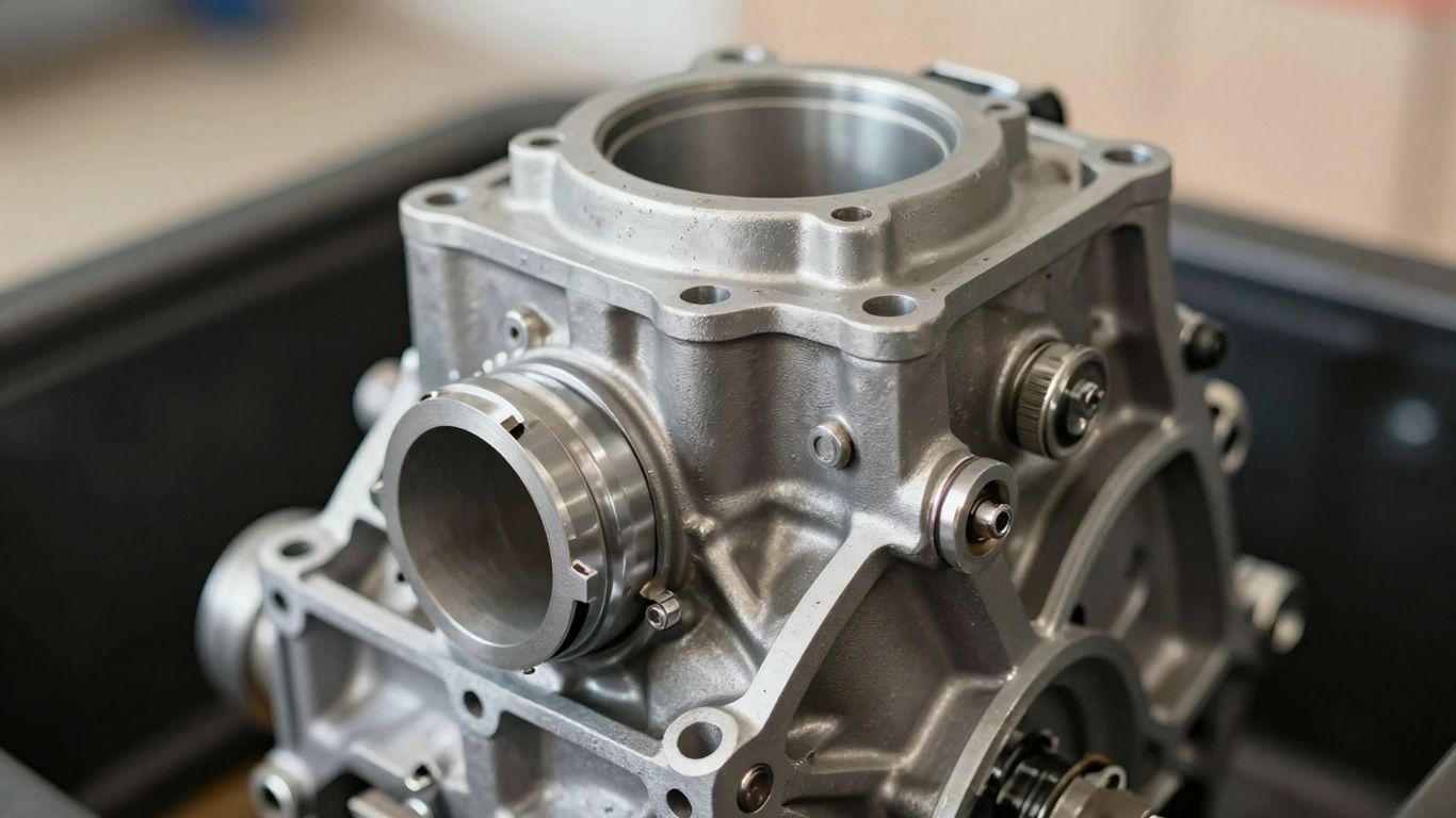 Recycled Nissan car part, metallic and clean.