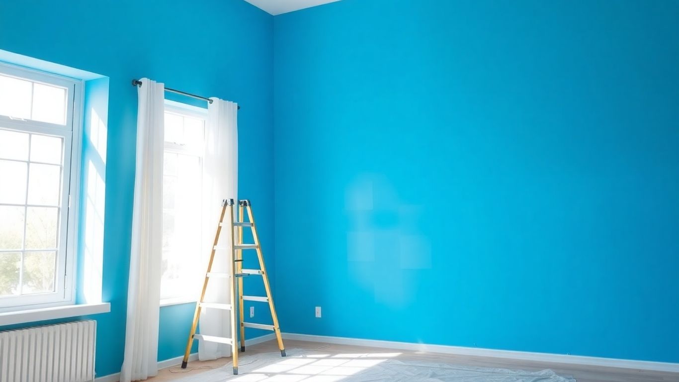 Orlando home interior with freshly painted blue walls.