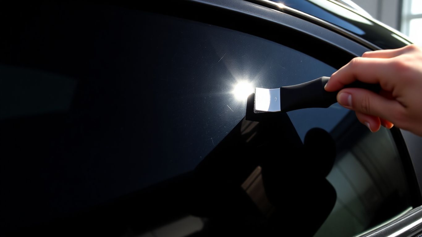 Car window tinting process in San Antonio.