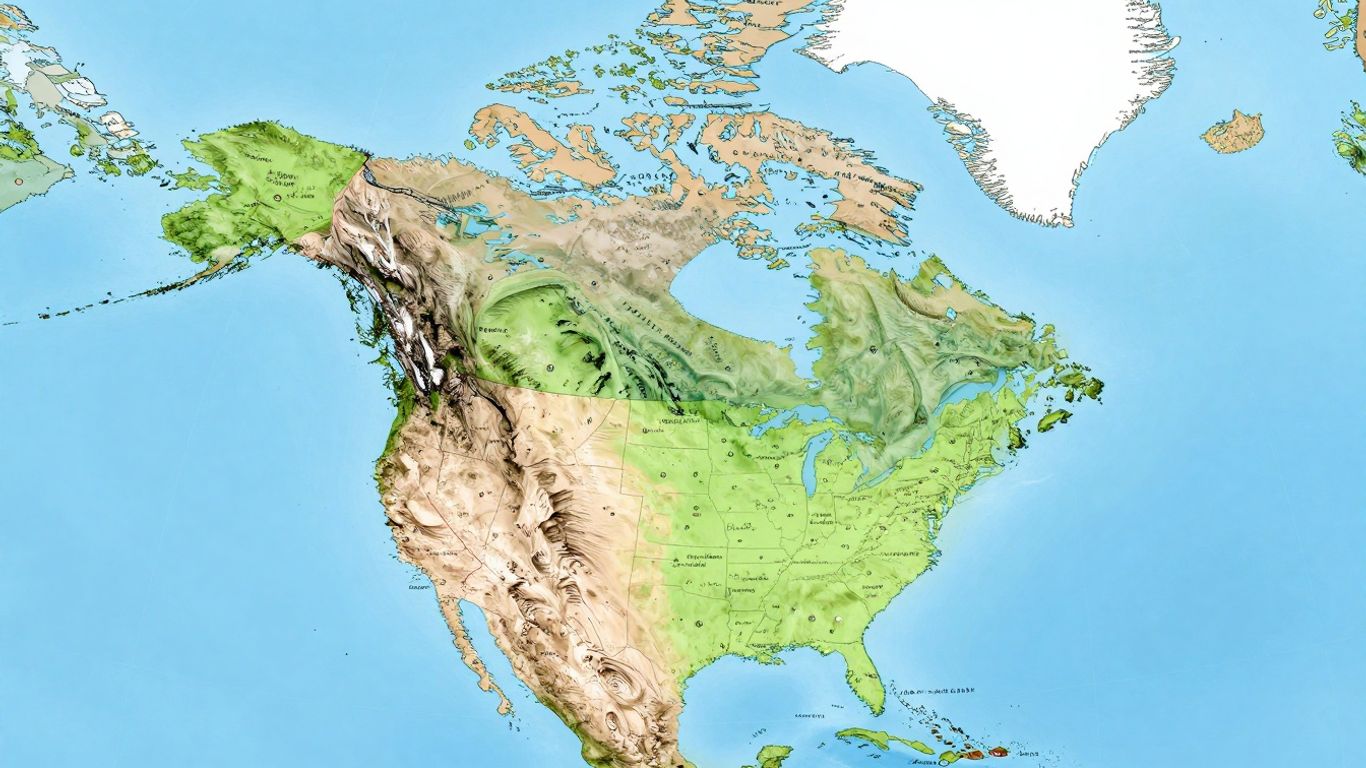Mapa político de América del Norte con países y dependencias.
