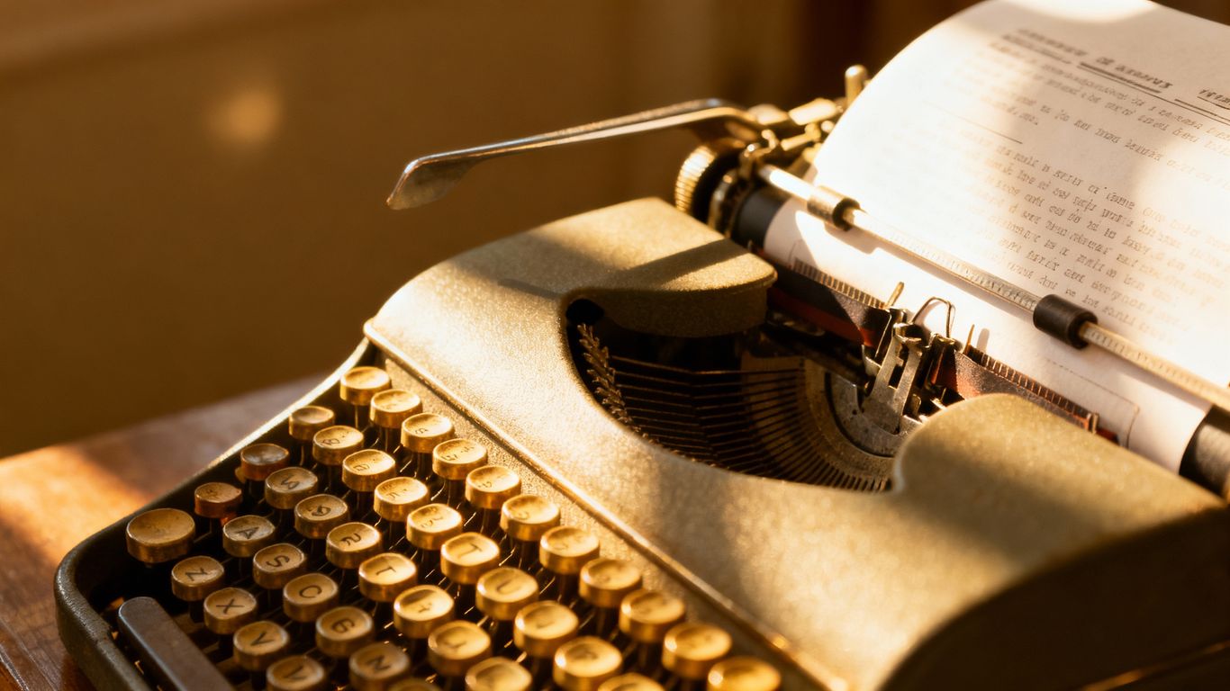 Newswire service concept with typewriter and paper.