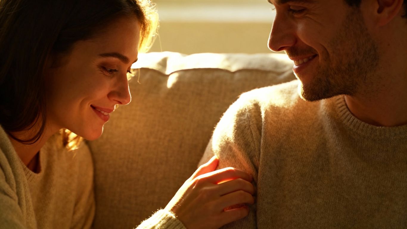 Couple reconciling after a disagreement.