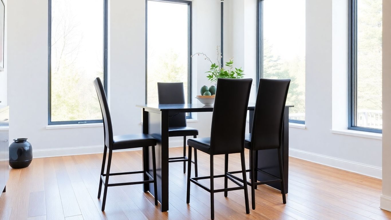 Modern counter height dining set in bright dining room