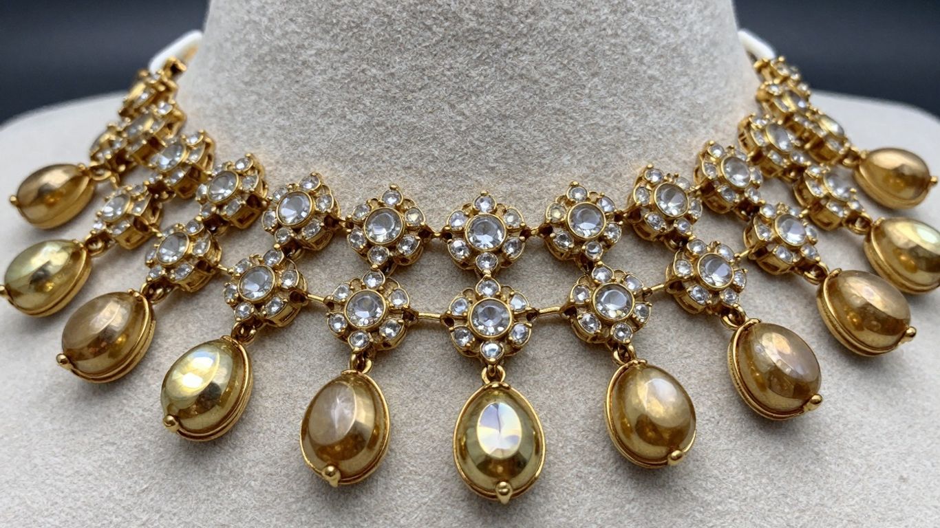 Jadau Polki necklace with uncut diamonds.