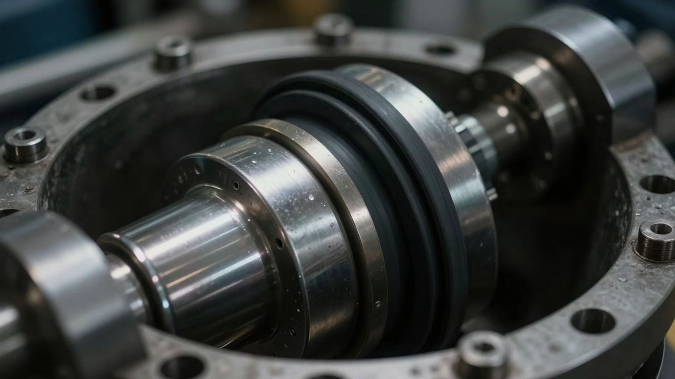 Close-up of a durable well seal in an industrial setting.