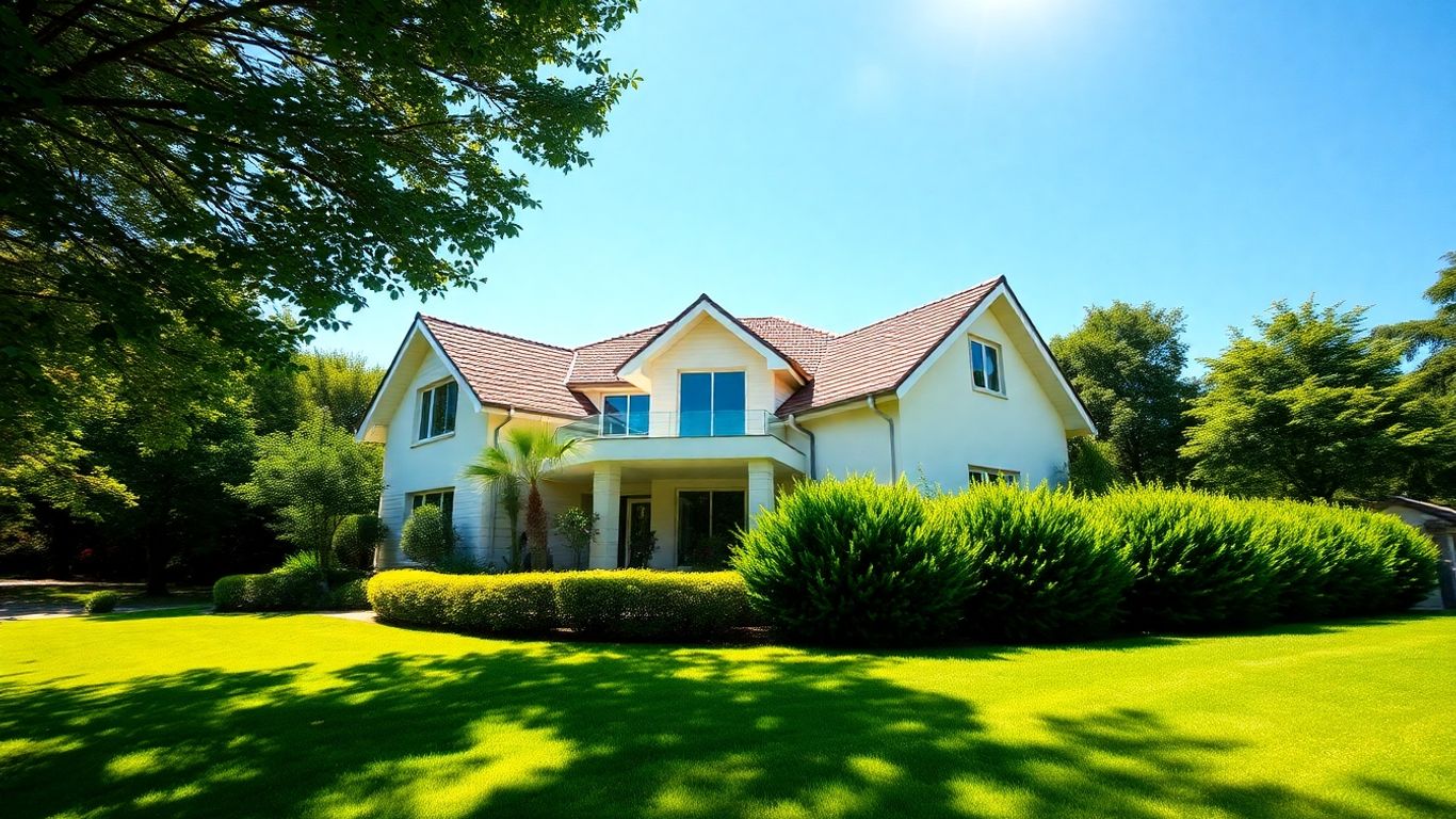 Casa moderna protegida con seguro de hogar.
