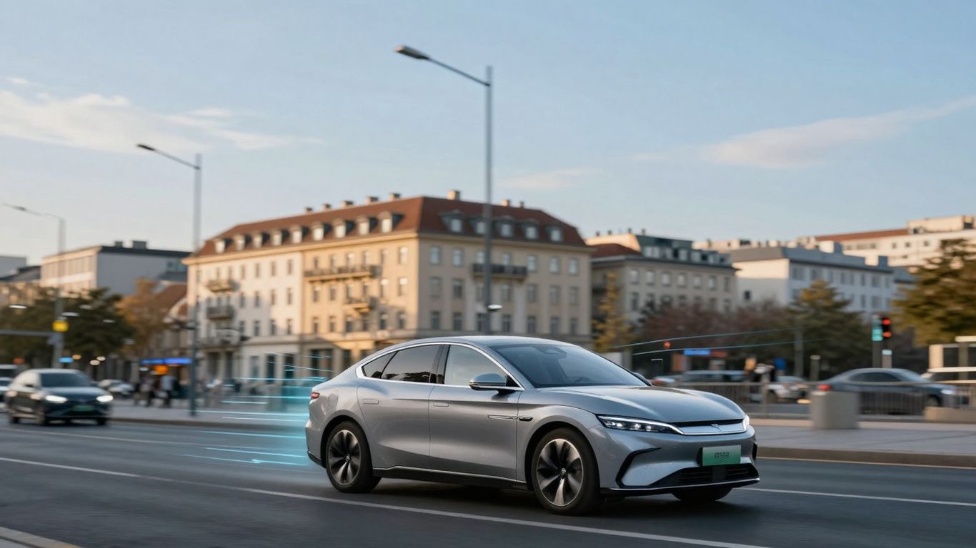 Plug-in hybrid car in a geofenced European city.