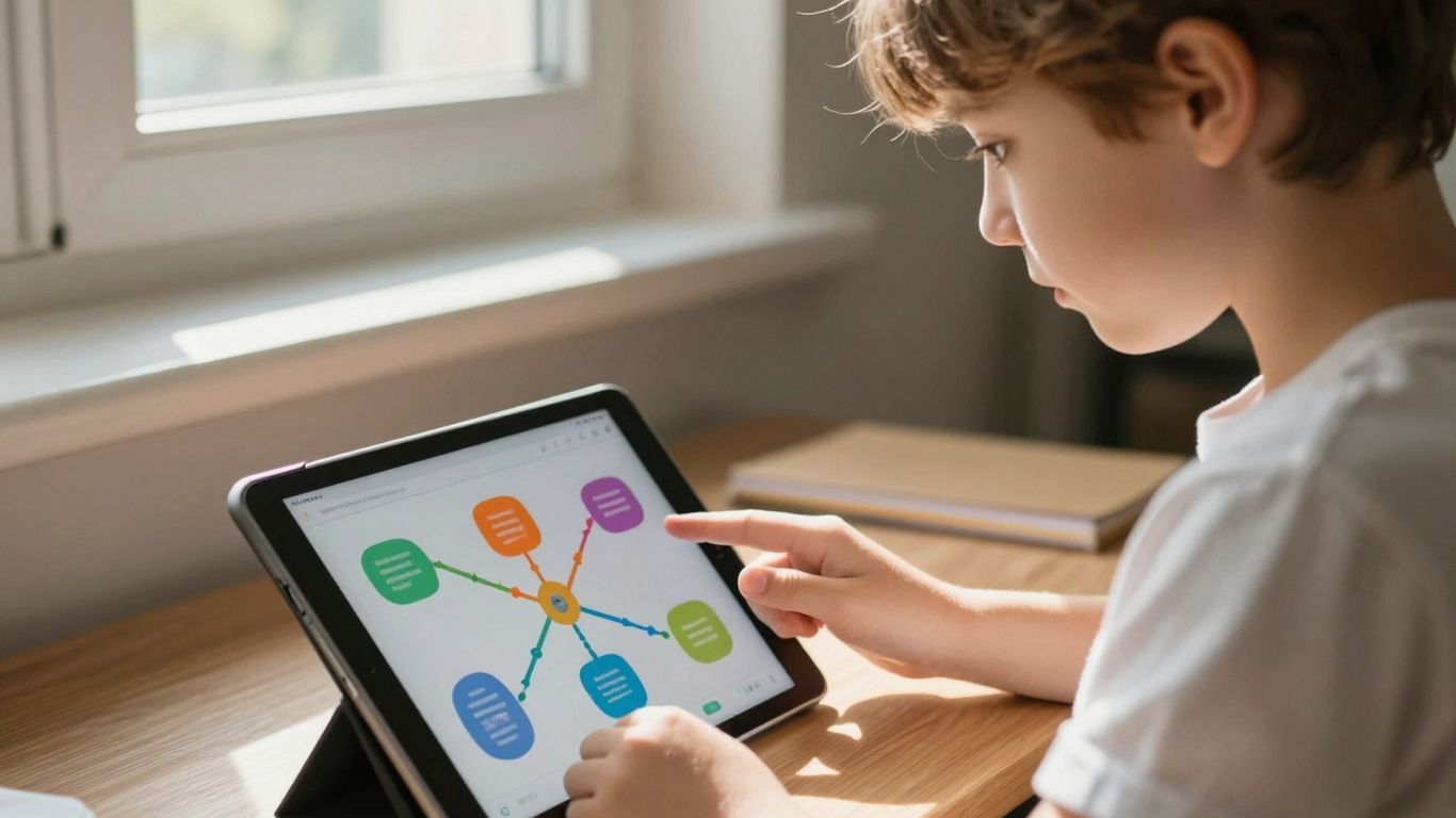 Student using tablet for personalized learning paths.