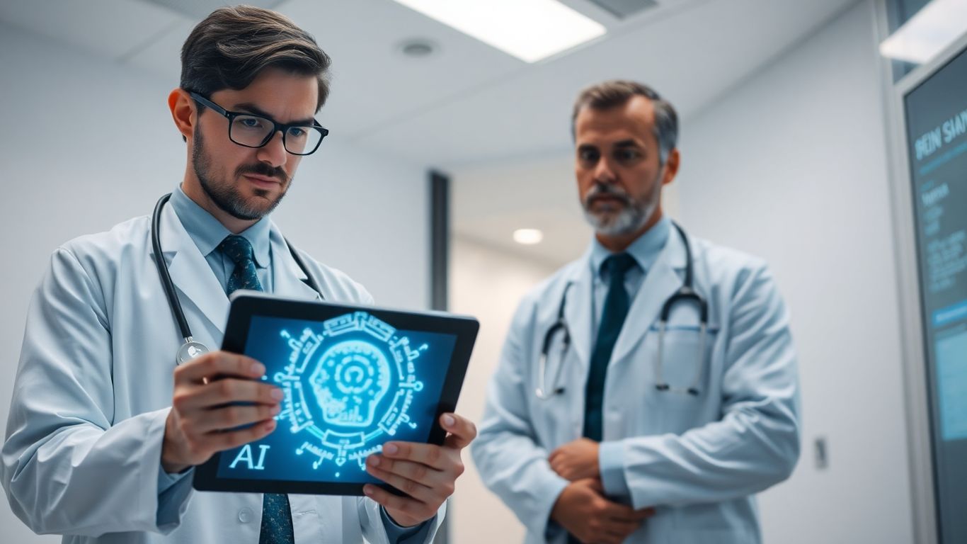 GPs using AI tools in a medical setting.
