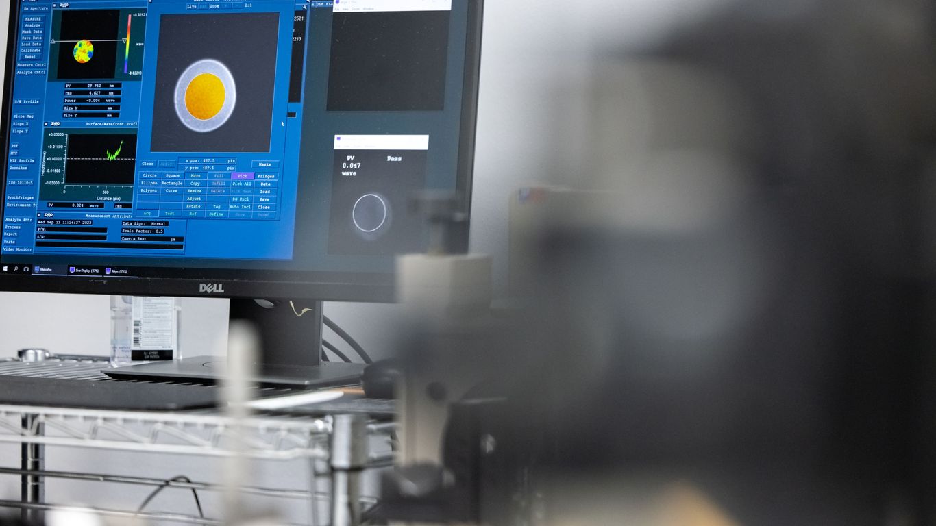 Computer monitor displaying scientific data and analysis software.