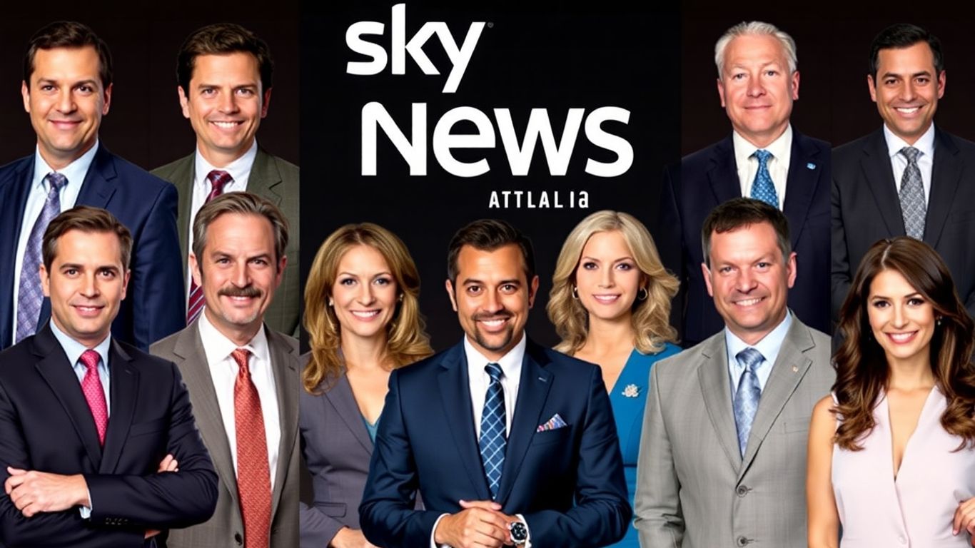 Sky News Australia hosts in a professional group portrait.