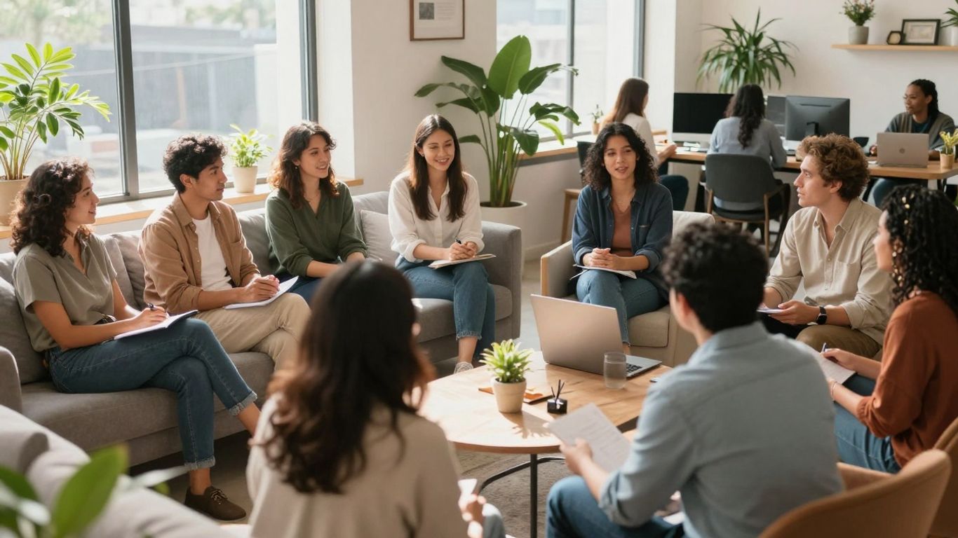 Menschen in einem modernen Gemeinschaftswohnraum