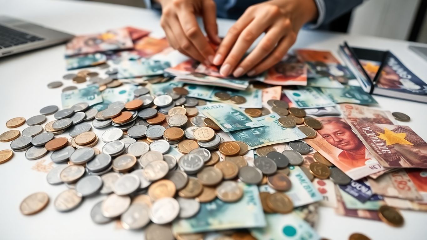 Australian money and hands