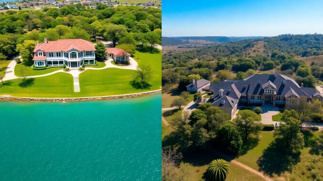 New Braunfels waterfront and hilltop homes comparison.