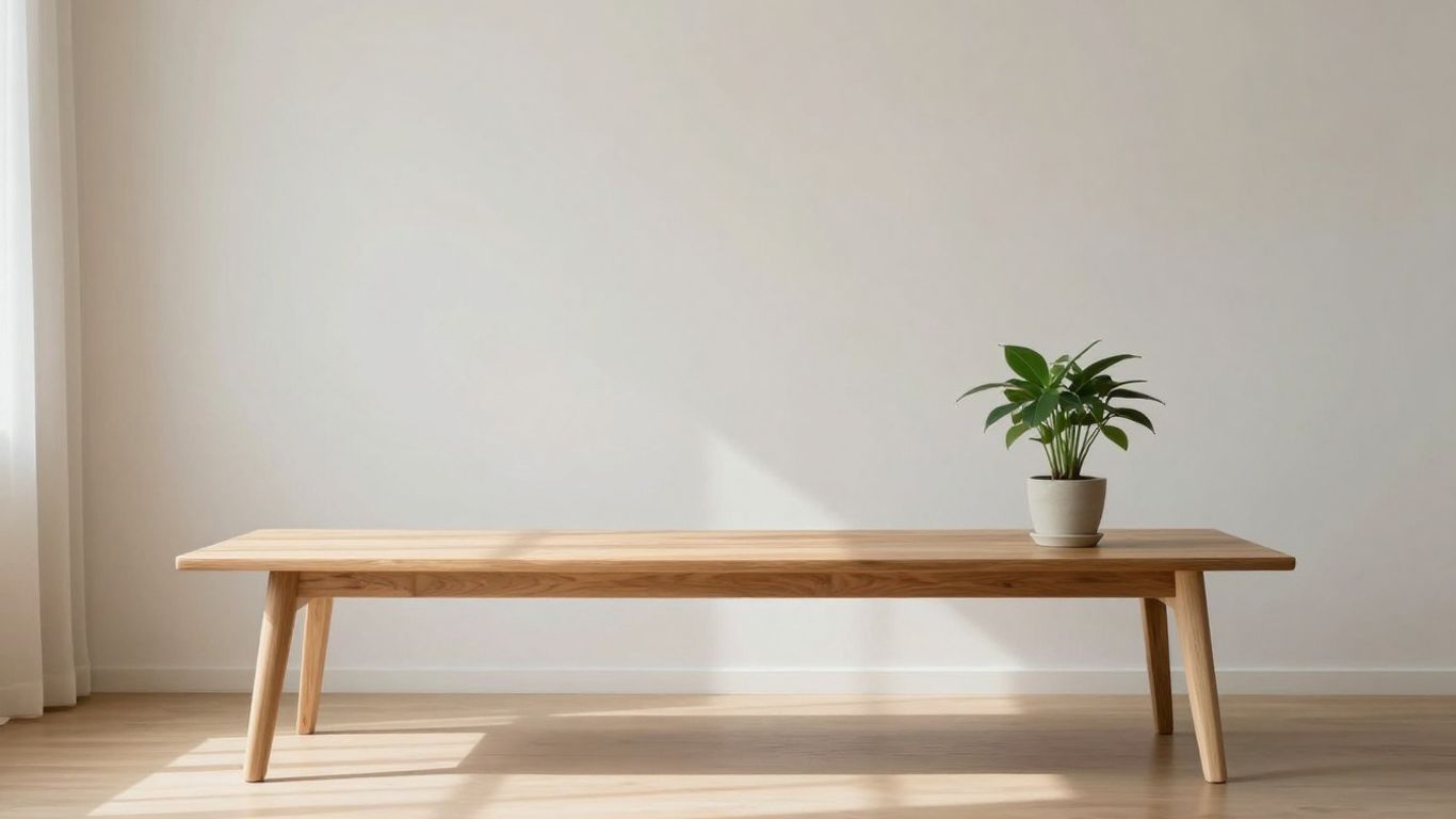 Cameră minimalistă cu lumină naturală și o plantă.