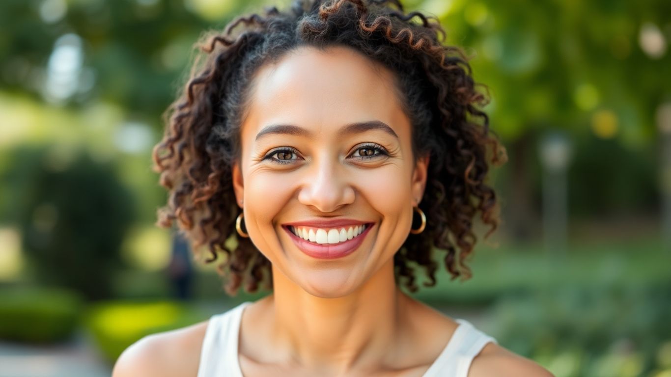 Person feeling healthy and energetic outdoors.