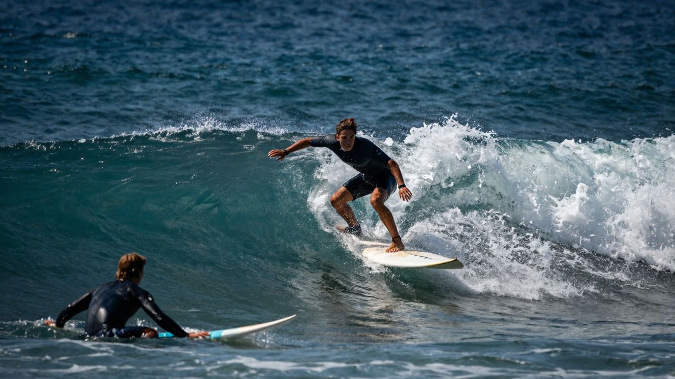 Surfer auf einer Welle, Gemeinschaft im Surfsport