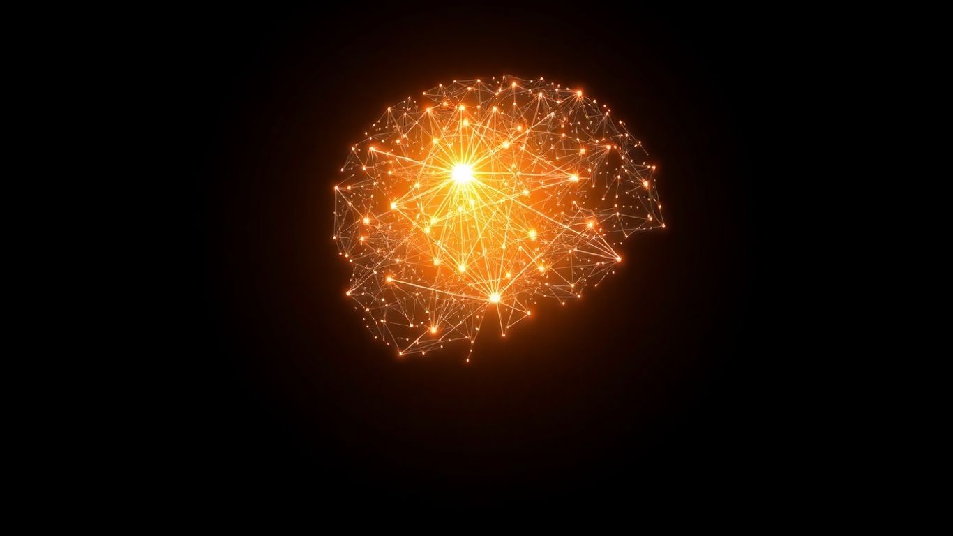 Human head silhouette with abstract digital patterns inside.