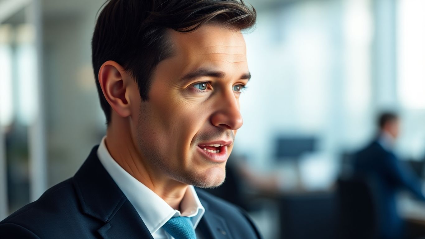 Man speaking clearly in a professional setting.