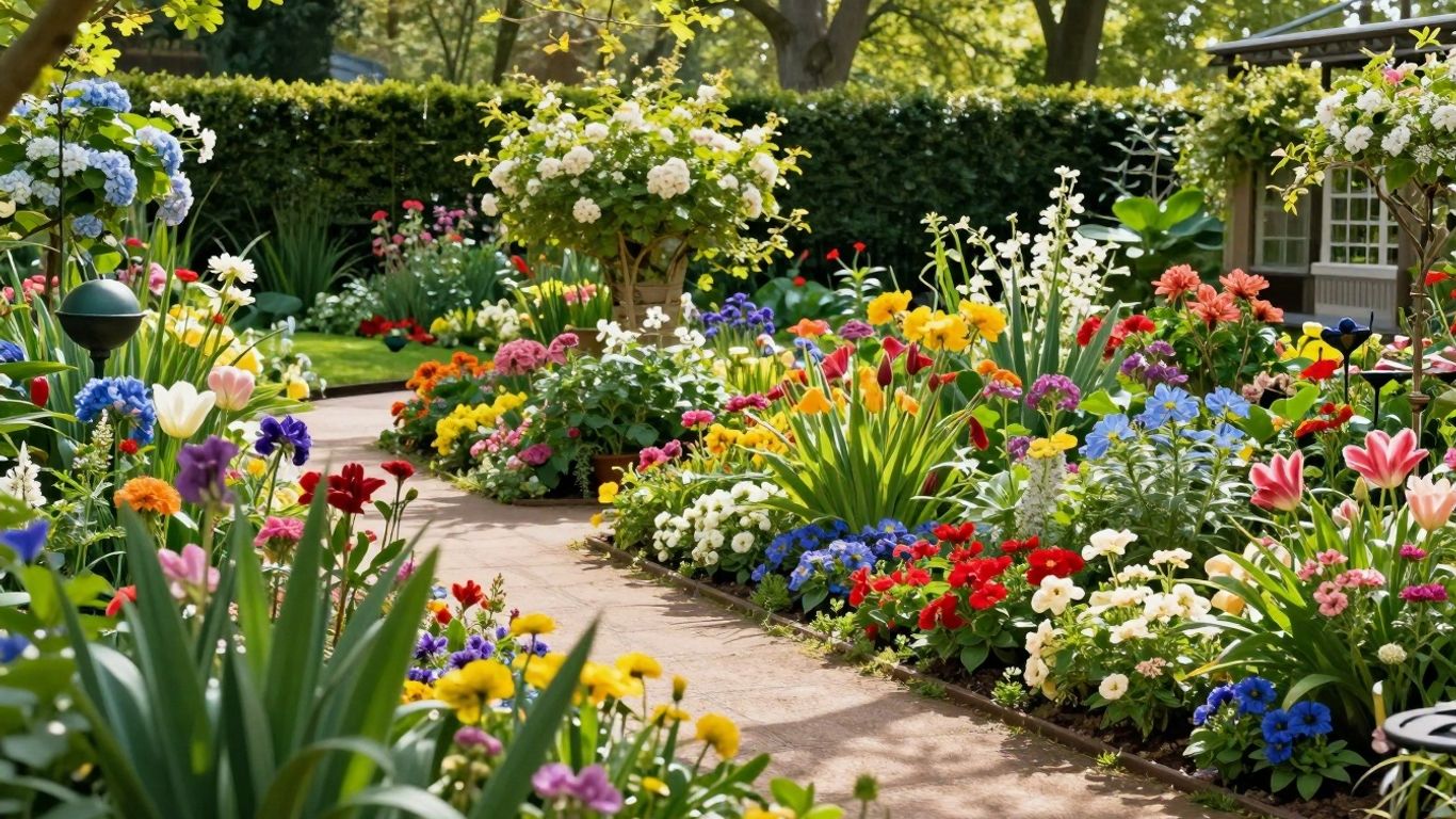 Mooie bloeiende tuin in Beilen met kleurrijke bloemen.