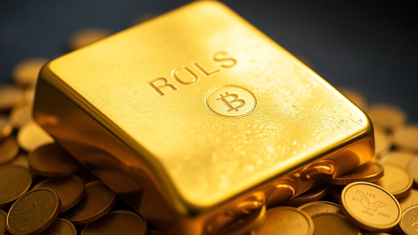 闪亮的金条和金币。