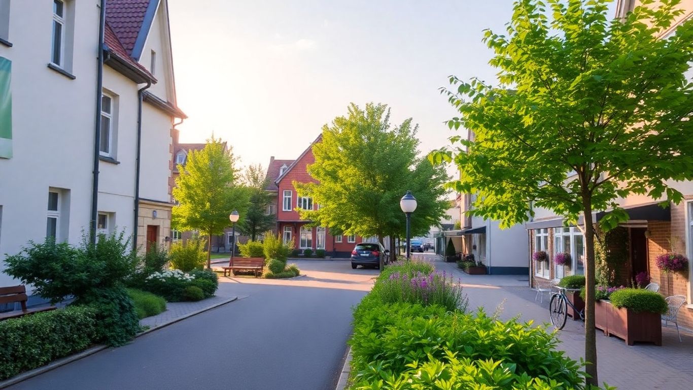 Ruhige Straße in Karlsruhe Nordstadt mit Bäumen