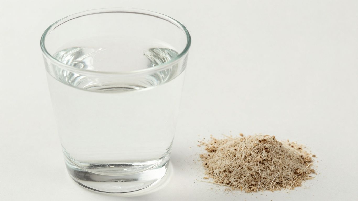Psyllium husk powder dissolving in water