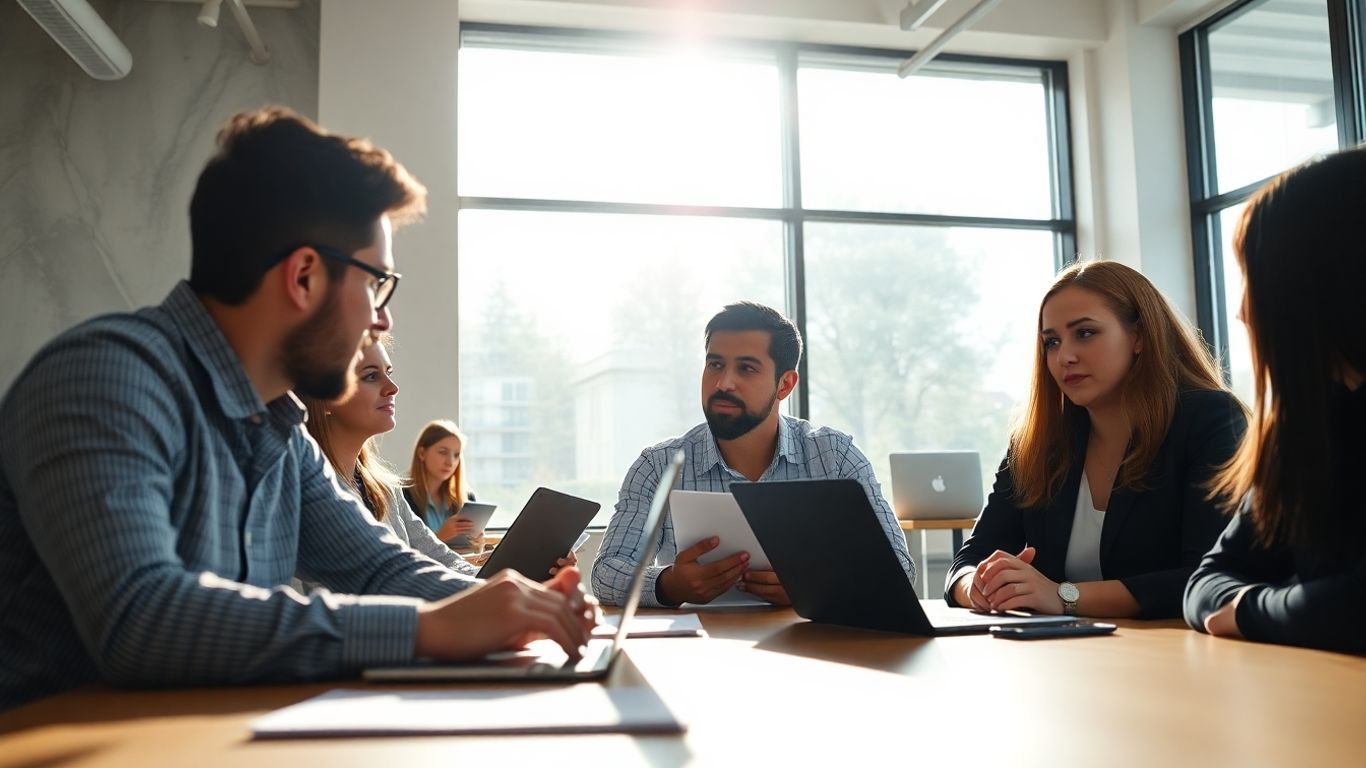 Zoho training session in a bright, modern office.