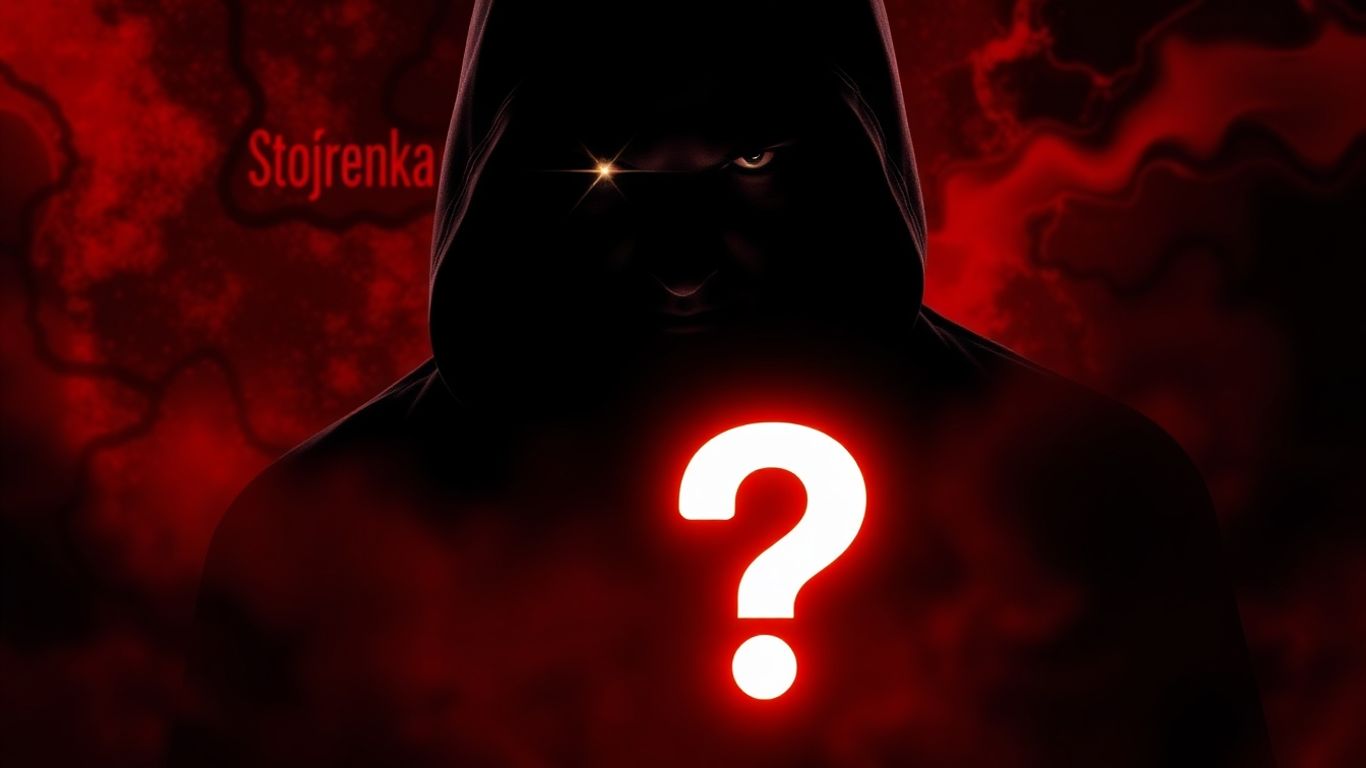 Question mark over company logo with shadowy figure.