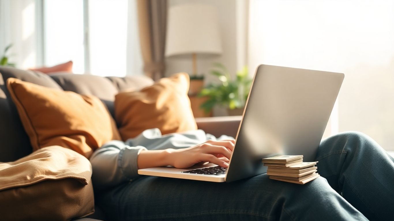 Person earning money working from home