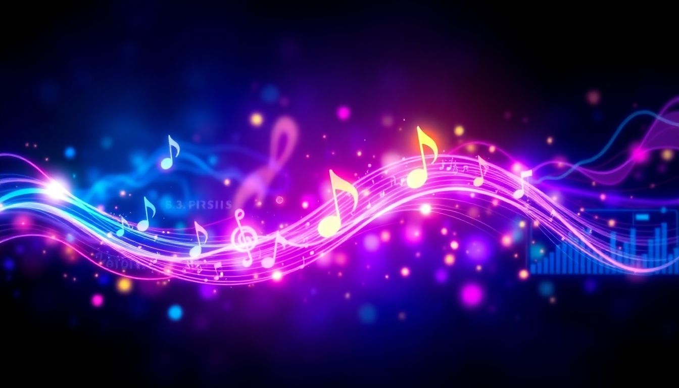 Abstract representation of AI music creation, funding, and valuation.