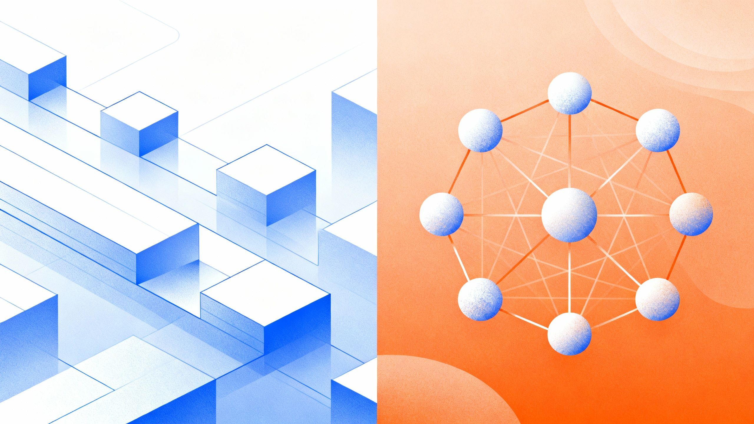 Abstract illustration comparing two software platforms, Pipedrive and HubSpot.
